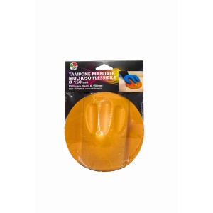 Blocco abrasivo arancione per dischi abrasivi con fissaggio a strappo.