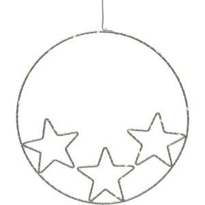 Decorazione luminosa decorativa per finestre: Cerchio con tre stelle, a batteria.
