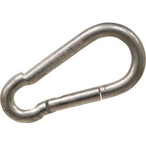 Moschettone argentato per applicazioni versatili.