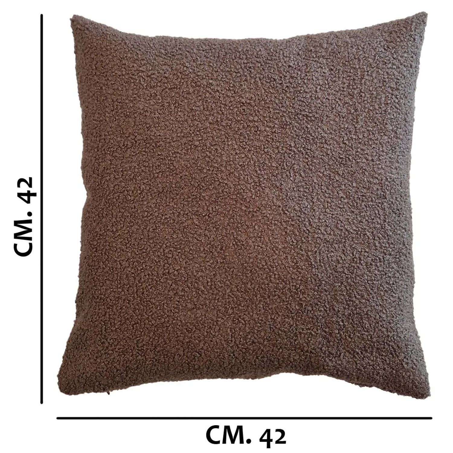 Cuscino quadrato marrone con texture effetto teddy, 42x42 cm.