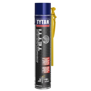 Schiuma poliuretanica Tytan Profi Tetti, ideale per tetti. Bomboletta con applicatore giallo.