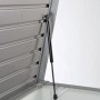 Biohort FreizeitBox 200 grigio quarzo metallizzato aperta con molla a gas per facile apertura. Robusta cassa universale.