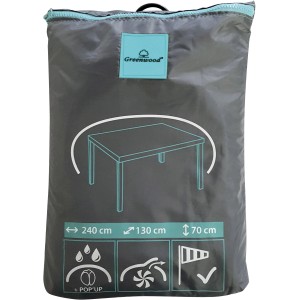 Copertura grigia per mobili da giardino, idrorepellente, antivento, 240x130x70 cm.