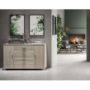 t.b.t. Cassettiera ad archivio con cassetti e ante effetto legno.