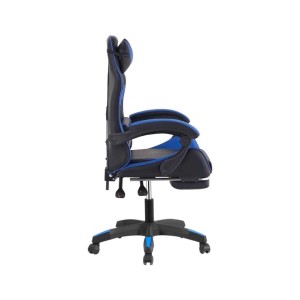 Sedia gaming reclinabile con poggiapiedi e supporto lombare nero/blu
