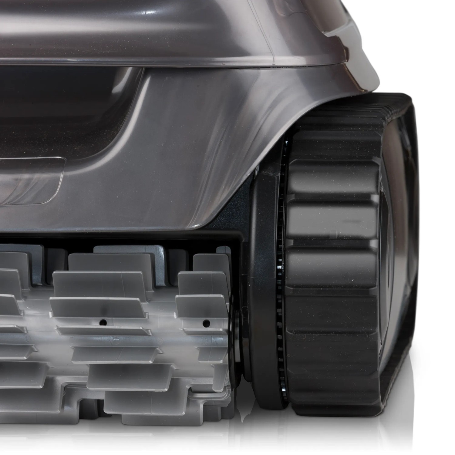 Dettaglio: Robot piscina cordless Zodiac CNX-Li 5220 iQ grigio con cingoli.