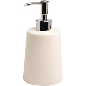 Dispenser sapone t.b.t. in ceramica con pompa cromata.