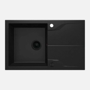 Lavello 1 vasca gocciolatoio rettangolare Idrostile Florida 490x194 mm Nero