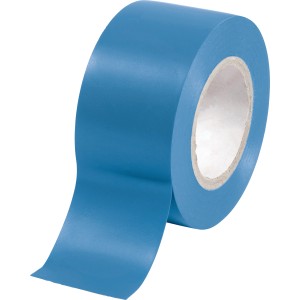 Rotolo di nastro isolante blu, 25 mm x 10 m, per lavori elettrici.