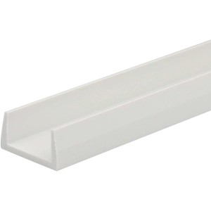 Profilo ad U Arcansas bianco in PVC, 10x10x1000 mm, per costruzione e protezione.