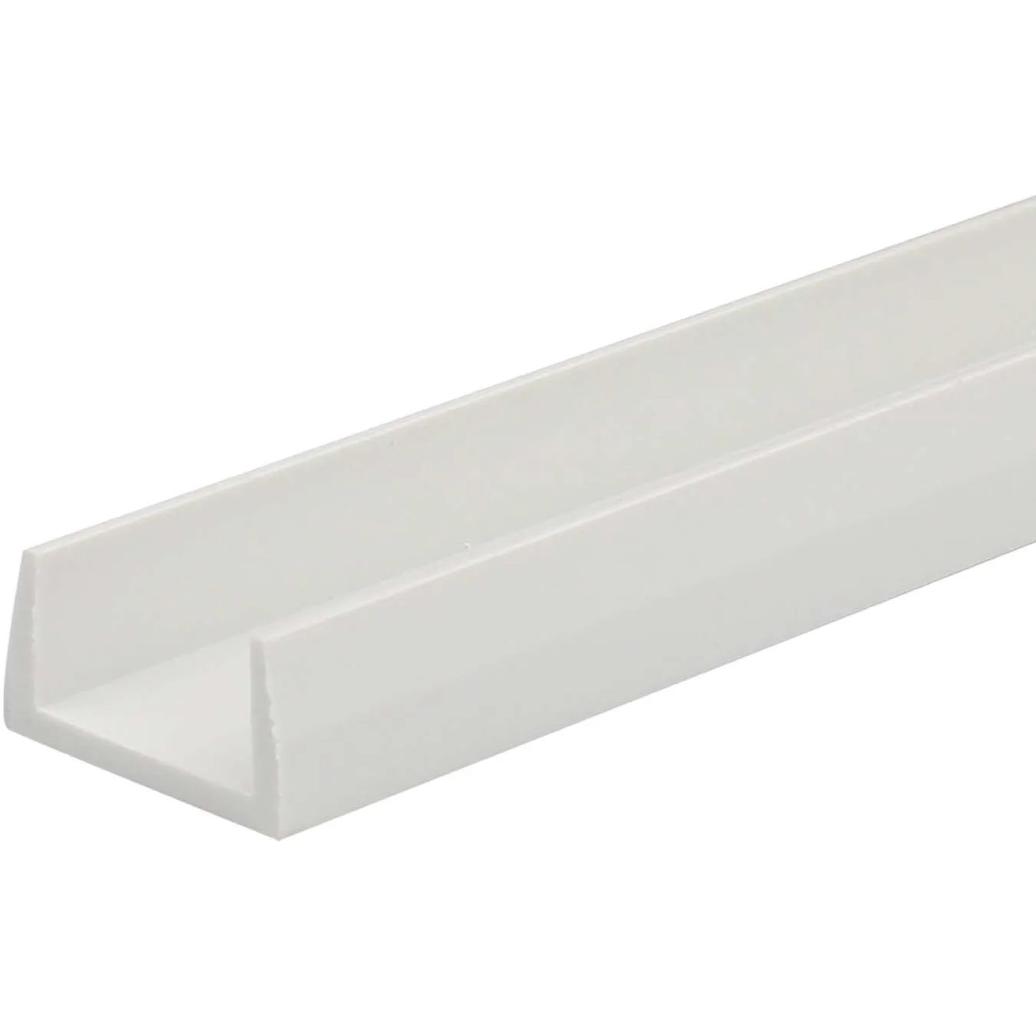 Profilo ad U Arcansas bianco in PVC, 10x10x1000 mm, per costruzione e protezione.