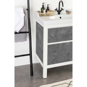 Mobile bagno con pellicola adesiva grigia t.b.t. sui cassetti, cornice bianca.