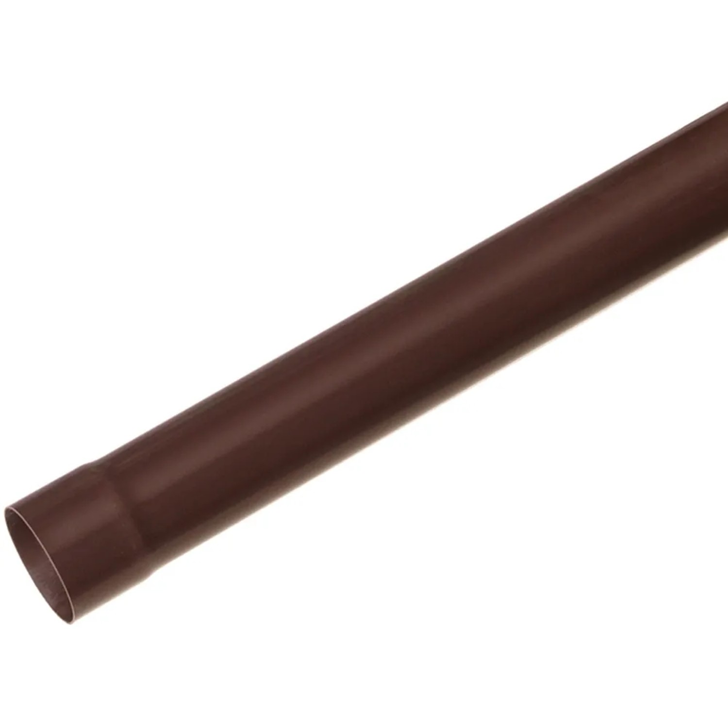 Tubo pluviale in plastica marrone per grondaie, dettaglio.