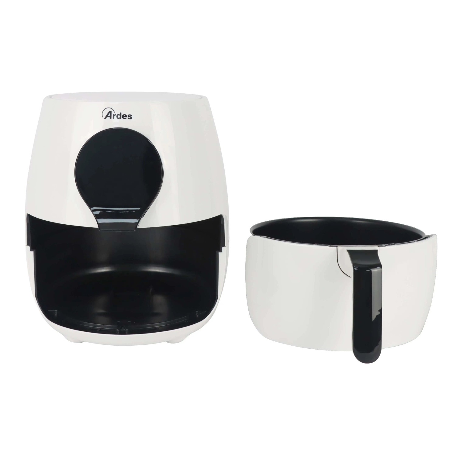 Friggitrice bianca con cestello estraibile.