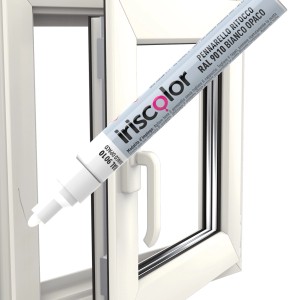 Pennarello ritocco Iriscolor RAL 9010 Bianco, per riparare danni di vernice su infissi.