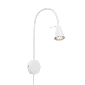 Lampada da comodino a LED bianca Briloner Comfort Light con braccio flessibile, alta 45 cm. Ideale come lampada da lettura.