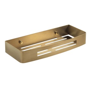 Cestello/mensola da parete t.b.t. color oro per accessori bagno, metallo con design a fessure.