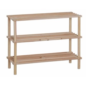 Scaffale portascarpe in legno di abete con 3 ripiani 63x26x49 cm