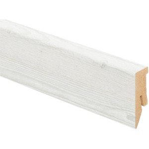 Battiscopa in pino bianco, 50x18x2600 mm, listello in MDF per laminato e altro.