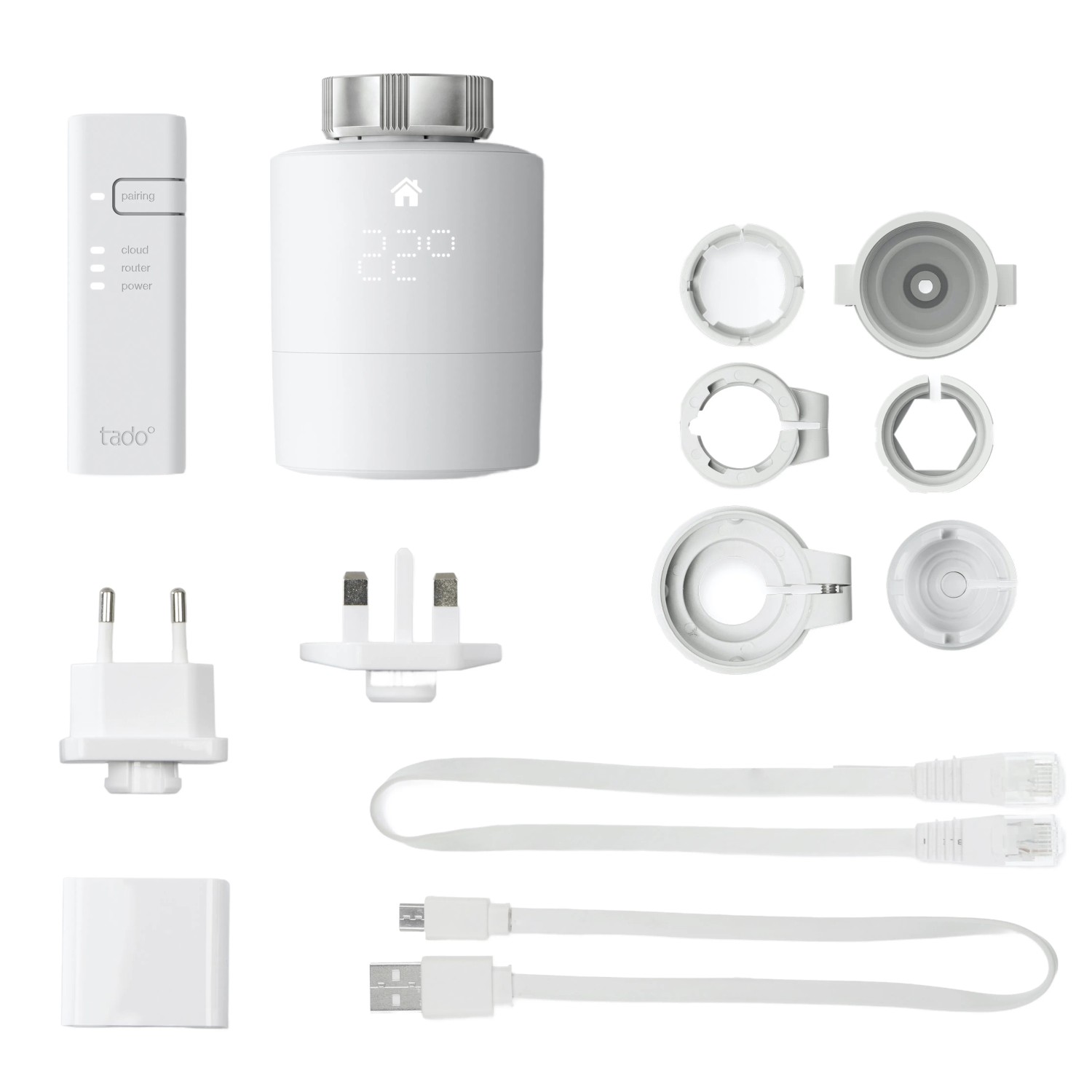 tado° Kit di base termostato termosifoni smart V3+ con accessori e adattatori.