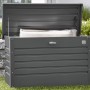 Biohort Leisure Box 130 aperta, grigio scuro. Box in metallo per utensili da giardino con molla a gas.