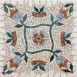 Piastrella mosaico decorativa con motivo floreale per pareti e pavimenti.