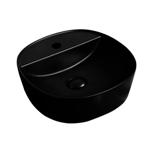 Lavabo da appoggio t.b.t. nero di forma ovale.