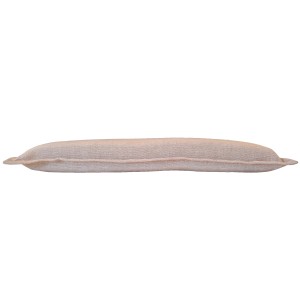 Cuscino/traversa lungo in tessuto beige, adatto come cuscino decorativo o di supporto.