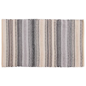 Tappeto t.b.t. con motivo a righe beige, grigio e nero.