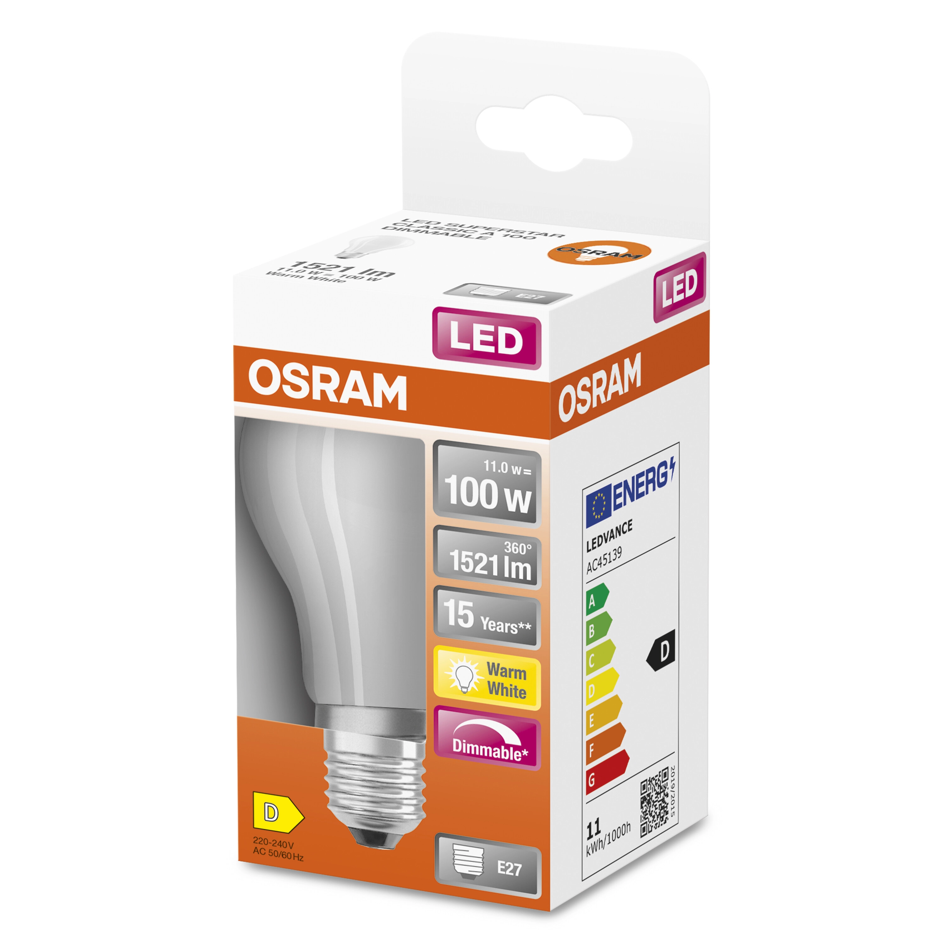 OSRAM lampadina LED dimmerabile smerigliata, goccia 100W 2700K E27