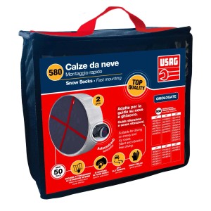 Calze da neve USAG alternative in sacca blu. Catene da neve tessili per auto.