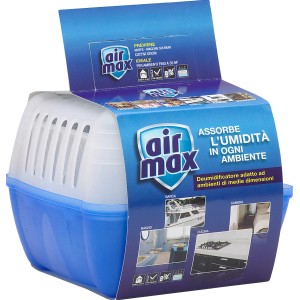 Deumidificatore Air Max in contenitore blu. Ideale per assorbire l'umidità negli ambienti.