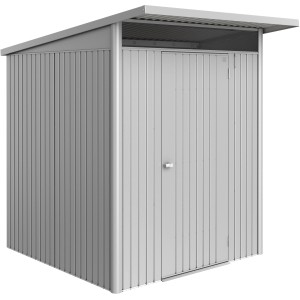 Casetta da giardino in metallo Biohort AvantGarde ECO Gr. A1, argento metallizzato con porta standard.