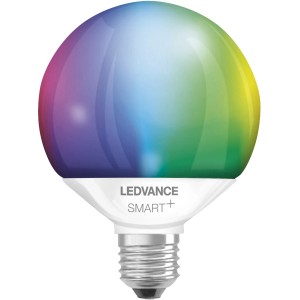 Lampadina Ledvance Smart+ Globe, E27, 14W, RGBW, vetro trasparente, vari colori.