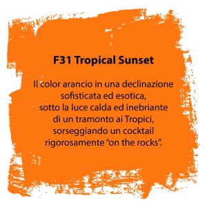 Campione di colore 'Tropical Sunset' (F31) della categoria colori per il fai-da-te.