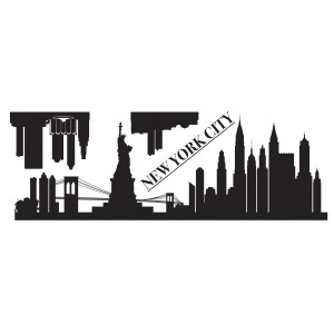 Skyline nera di New York come adesivo da parete.
