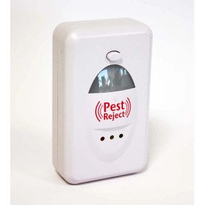 Repellente per zanzare t.b.t. Antizanzare bianco con logo rosso "Pest Reject".