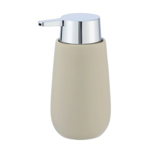 Wenko Dispenser sapone Badi in ceramica beige con pompa cromata, 320ml.