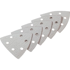 Triangoli abrasivi LUX 96x96 mm, grana K120, set da 5 per levigatrici delta. Corindone, con velcro.