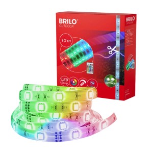 Brilo Outdoor LED Strip RGB 10m con telecomando, cambio colore e funzione dimmer.