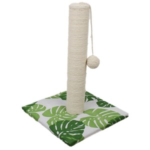 Tiragraffi t.b.t. con tronco in sisal e pallina gioco, base con motivo a foglie.