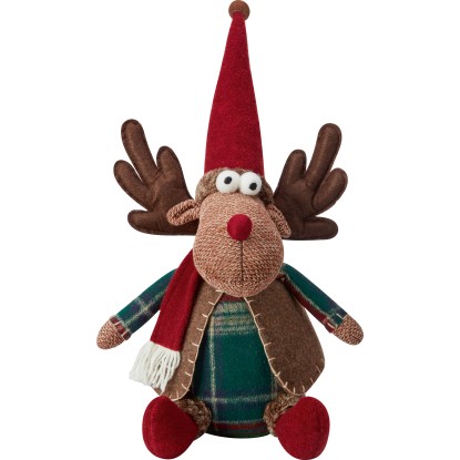 Renna in stoffa Marrone-Rosso-Verde 25x17x40 cm