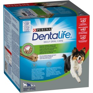 Purina Dentalife snack per cani, Big Pack con 42 pezzi per l'igiene orale quotidiana.
