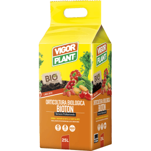 Sacco giallo di terriccio biologico Vigor Plant, 25L, per coltivazione biologica.