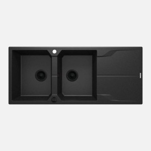 Lavello 2 vasche gocciolatoio Idrostile Florida sifone 500x224 mm grafite