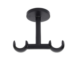 Supporto per bastone per tenda t.b.t. nero per montaggio a soffitto.
