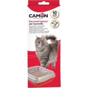 Sacchettini igienici Camon per bacinella gatto, 10 pezzi, 45x50x25cm.