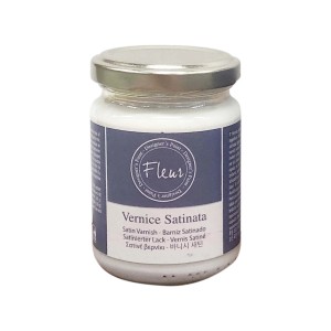 Smalto Fleur Vernice Satinata per progetti fai-da-te in barattolo di vetro con coperchio argentato.