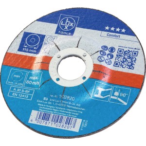 Disco da taglio rinforzato LUX, 115mm, curvo, per metallo con smerigliatrice angolare.