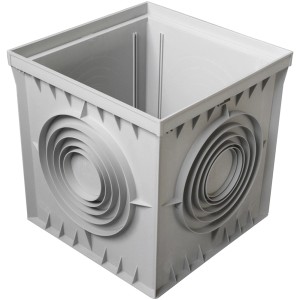 Pozzetto di scarico/rialzo grigio t.b.t. per sistemi di drenaggio.